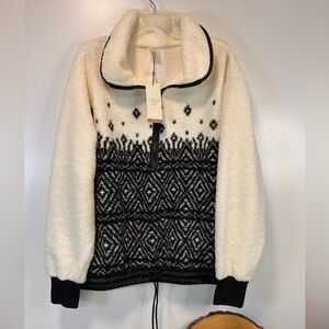 CALIA by Carrie Underwood Black White 1/4 Zip Sherpa Pullover Women’s Large